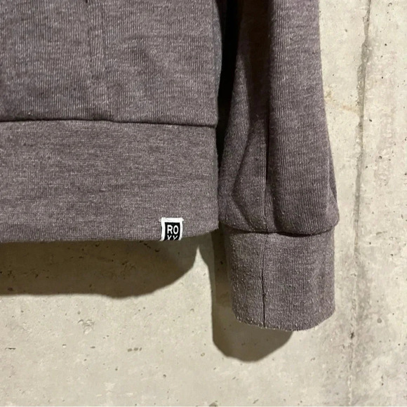 Roxy Sweater Womens Small Gray Pullover Hoodie Quarter Zip Pockets - Picture 4 of 10